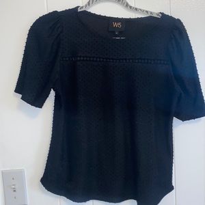 Black short sleeve blouse top
